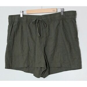 Gap Linen & Rayon Blend Shorts Womens XXL Olive Green Easy Pullon Drawstring NEW